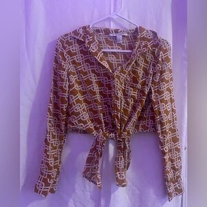 Forever 21, Cropped Long Sleeve Button-up, Women’s Size Xs